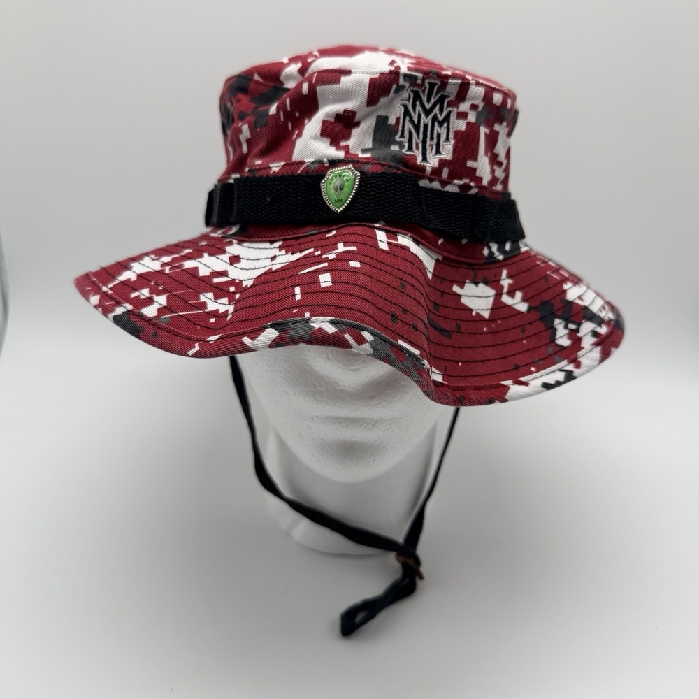 Rothco Adults Sz 7.5 Digital Red Camo Bucket Hat Tactical Camping NMMI Logo